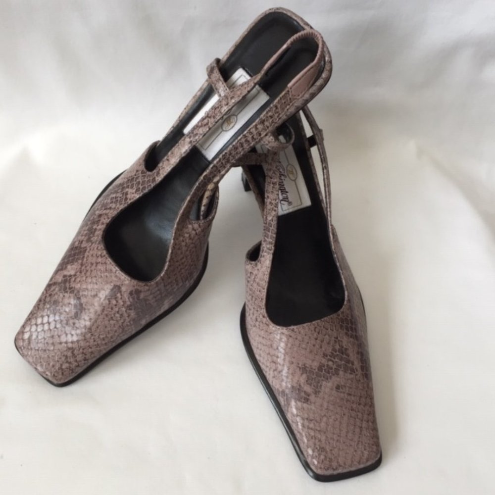 Worthington Square Toe Soft Lavender/Grey Skin Slingback Heels